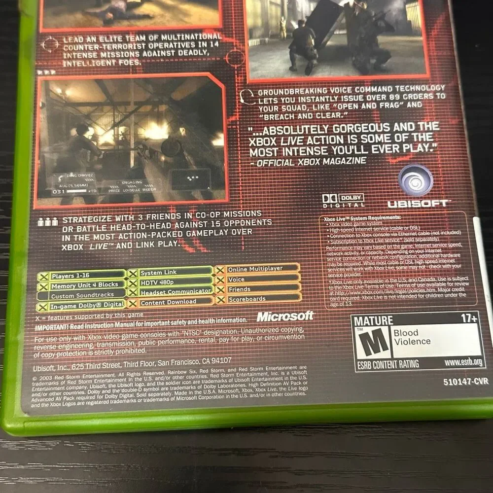 Xbox Game Lot Tom Clancy’s Rainbow Six 3 & Splinter Cell 2 Games